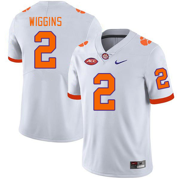 Men #2 Nate Wiggins Clemson Tigers College Football Jerseys Stitched-White - Click Image to Close